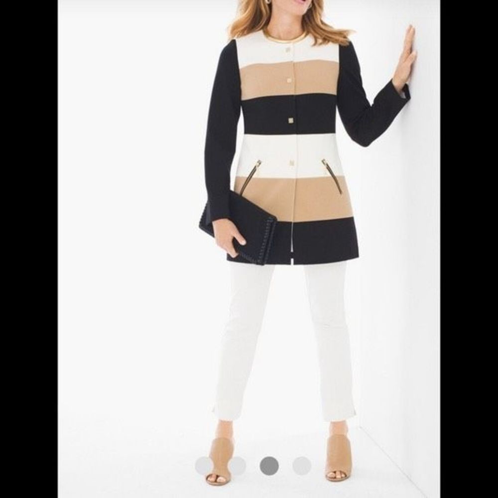 Chico's Statement Colorblock Jacket Camel/Black L… - image 1